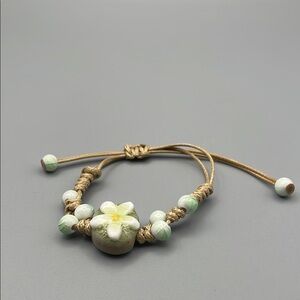 Floral ceramic Beaded Bracelet, adjustable
